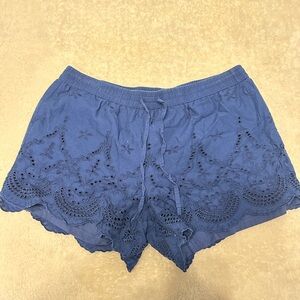 a.n.a Women's High Waist Blue Lace Shorts